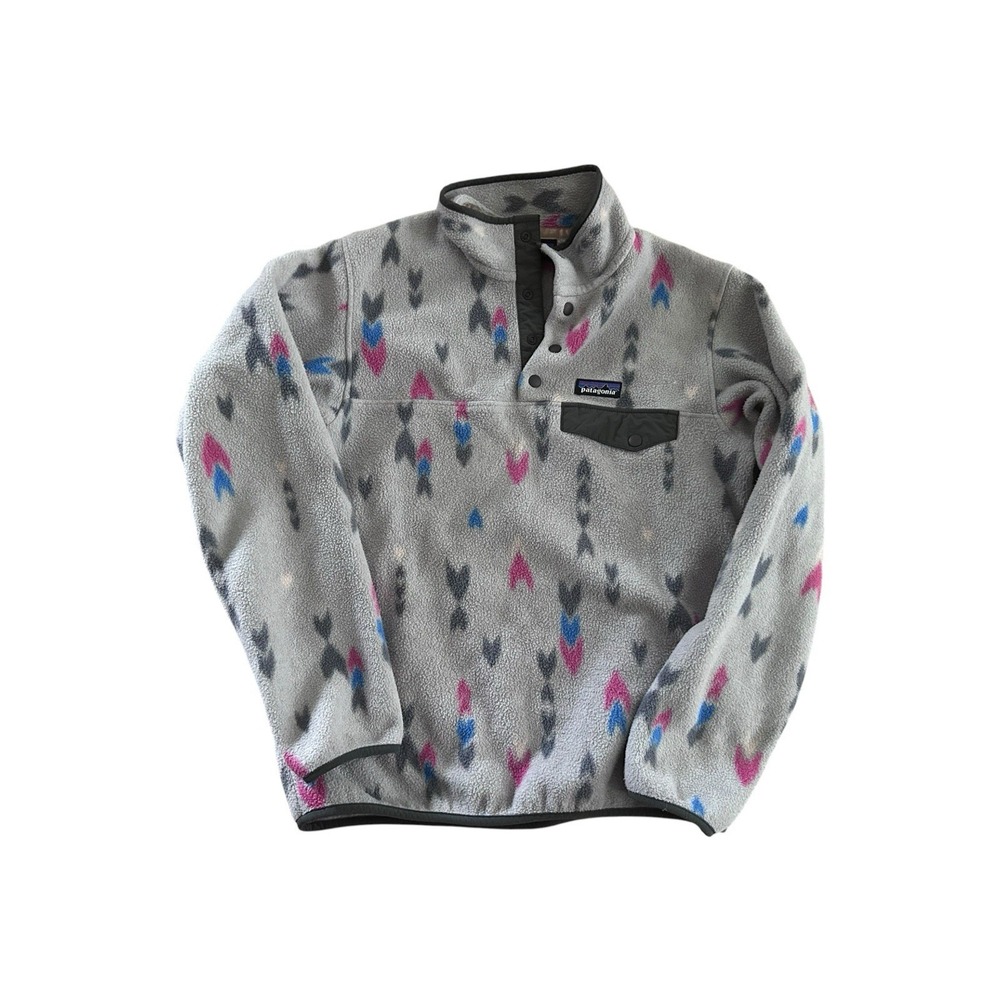 Patagonia Synchilla Women's Small Wish Tails Big 1/4 Snap-T Fleece Pullover Grey